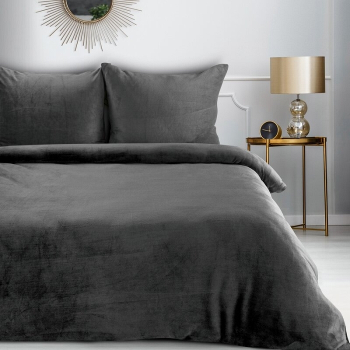 KOMPLET POŚCIELI FLANO 2 160 X 200 CM STALOWY