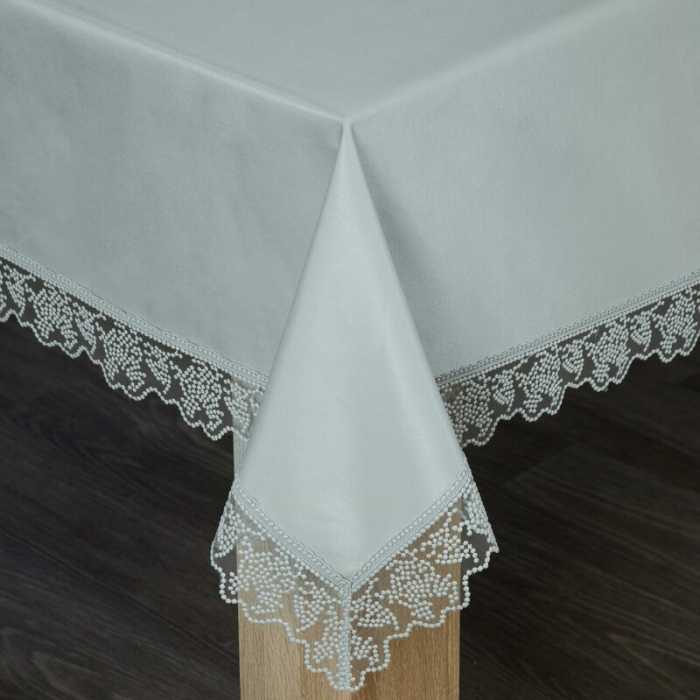 OBRUS DEKORACYJNY 150 X 220 CM SREBRNY