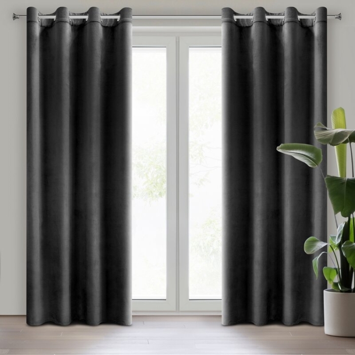 ZASŁONA GOTOWA D91 ROSA 140 X 250 CM CZARNY