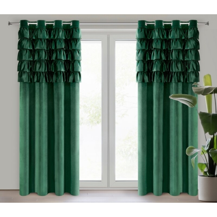 ZASŁONA GOTOWA AURA 140 X 250 CM CIEMNOZIELONY