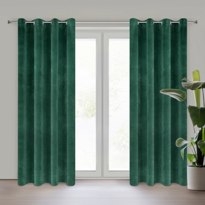 ZASŁONA GOTOWA VILLA 140 X 250 CM CIEMNOZIELONY
