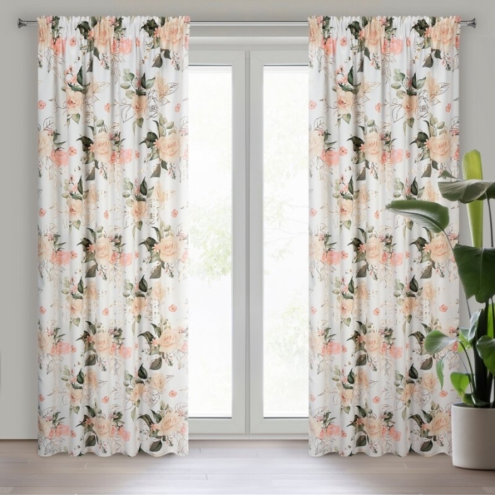 ZASŁONA GOTOWA ROSE NA TAŚMIE 135 X 270 CM BIAŁY