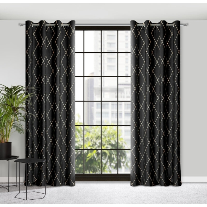 ZASŁONA DEKORACYJNA PIERRE CARDIN MARGO 140 X 250 CM CZARNY