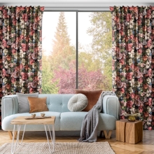 ZASŁONA GOTOWA PEONIA NA TAŚMIE 140 X 270 CM BORDOWY