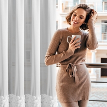 ZASŁONA GOTOWA ROSES 7 NA TAŚMIE 350 X 270 CM BIAŁY