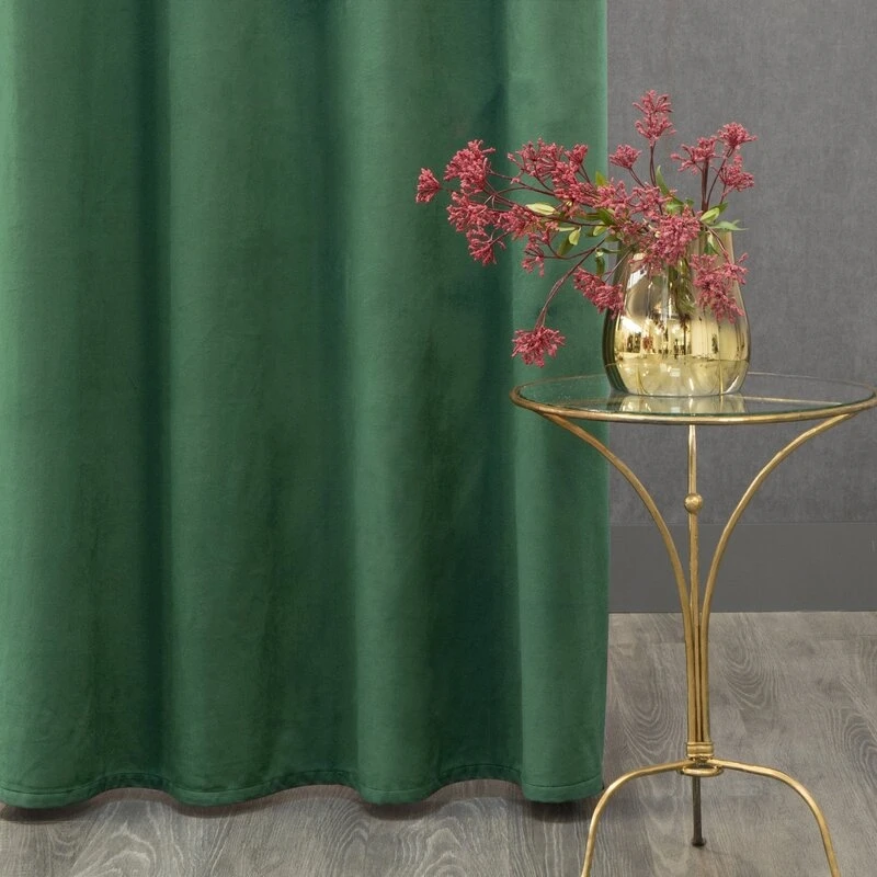 ZASŁONA GOTOWA D91 ROSA NA TAŚMIE 140 X 270 CM CIEMNOZIELO