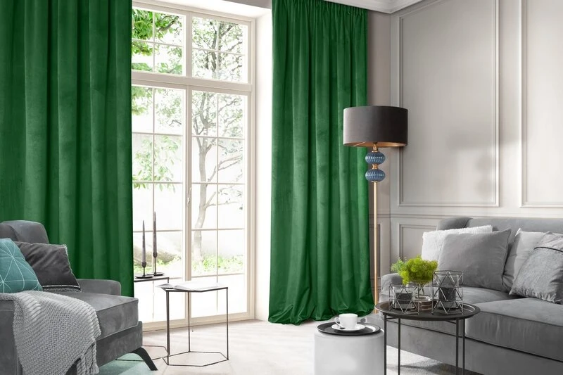 ZASŁONA GOTOWA D91 ROSA NA TAŚMIE 140 X 270 CM CIEMNOZIELO