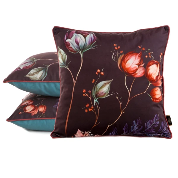 POSZEWKA VELVET 130 45 X 45 CM BORDOWY