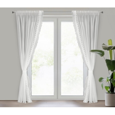 FIRANA GOTOWA LARISA NA TAŚMIE 140 X 270 CM BIAŁY