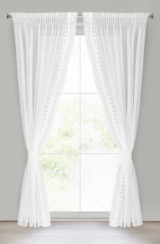 FIRANA GOTOWA LARISA NA TAŚMIE 140 X 270 CM BIAŁY