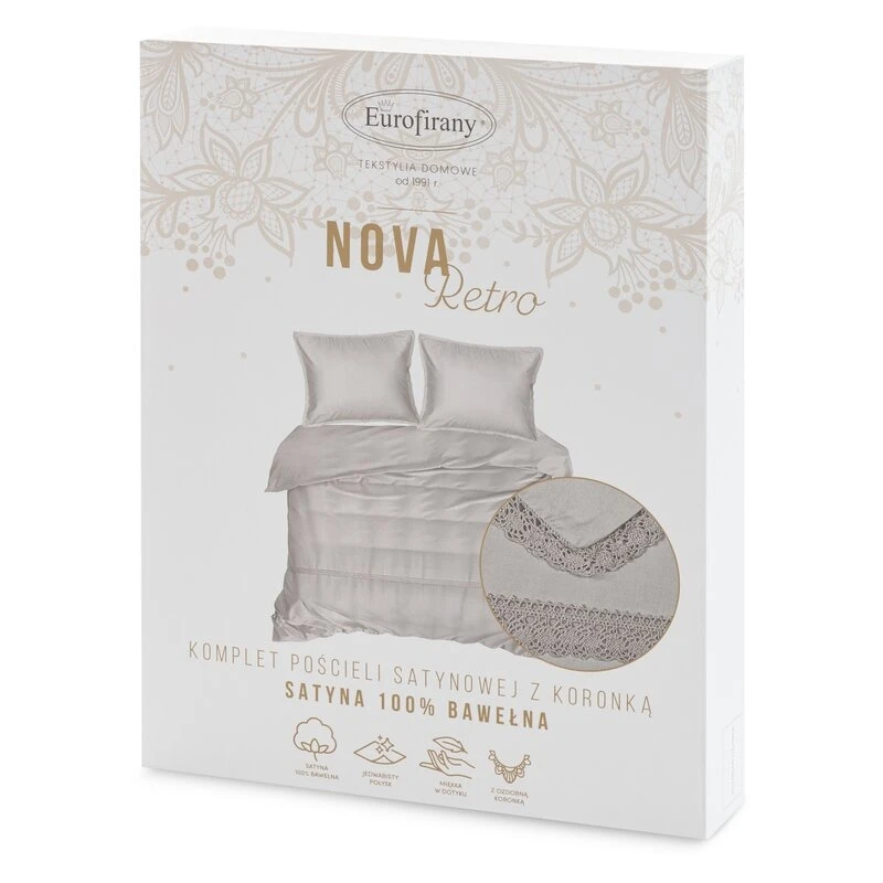 KOMPLET POŚCIELI RETRO 5 160 X 200 CM JASNOSZARY