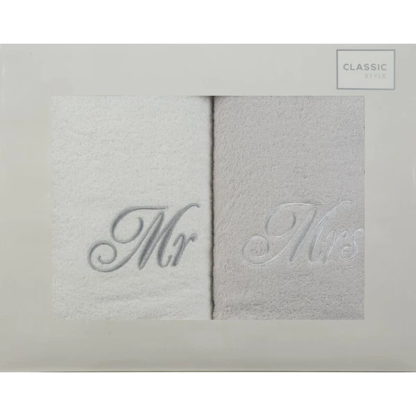 KOMPLET RĘCZNIKÓW MR MRS 47 X 37 X 7 CM BIAŁY