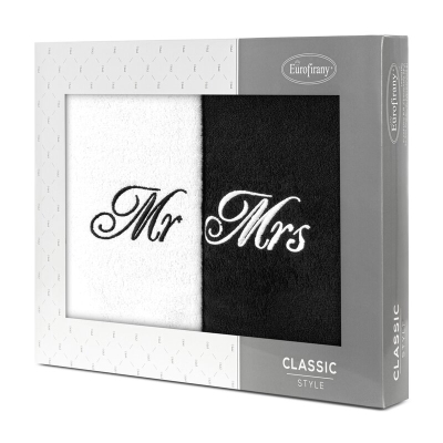 KOMPLET RĘCZNIKÓW MR MRS 47 X 37 X 7 CM BIAŁY