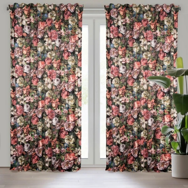 ZASŁONA GOTOWA PEONIA NA TAŚMIE 140 X 270 CM BORDOWY