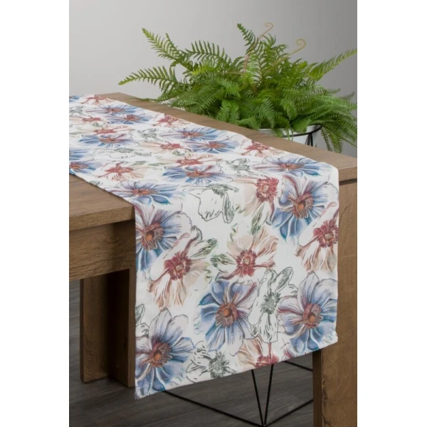 OBRUS FLORE 7 40 X 180 CM BIAŁY