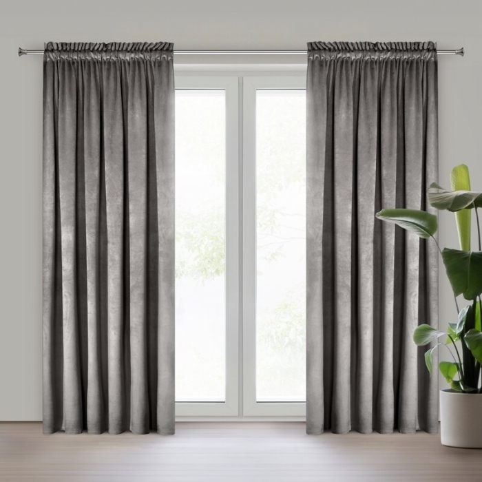 ZASŁONA GOTOWA PIERRE NA TAŚMIE 140 X 300 CM STALOWY ZASŁONA GOTOWA PIERRE NA TAŚMIE 140 X 300 CM STALOWY