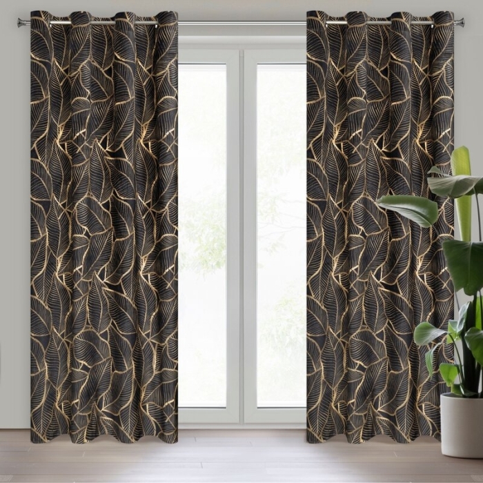 ZASŁONA GOTOWA ASTEJA 140 X 250 CM CZARNY