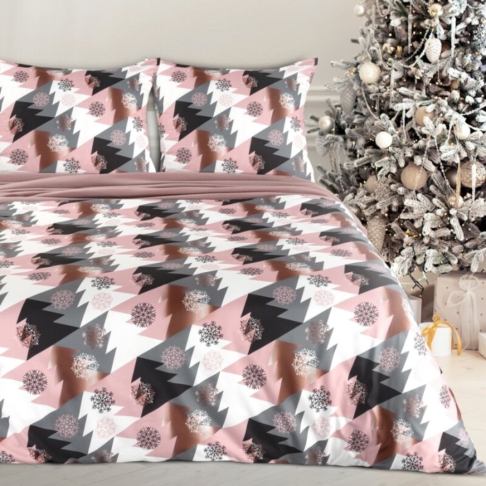 KOMPLET POŚCIELI ŚWIATECZNEJ AURA 220 X 200 CM RÓŻOWY KOMPLET POŚCIELI ŚWIATECZNEJ AURA 220 X 200 CM RÓŻOWY