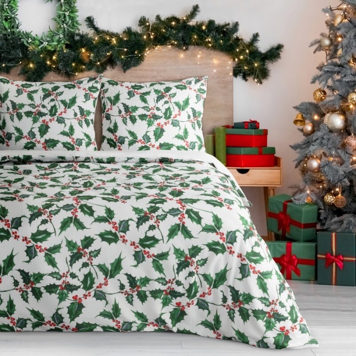 KOMPLET POŚCIELI ŚWIATECZNEJ TORI 220 X 200 CM BIAŁY