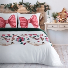 KOMPLET POŚCIELI ŚWIATECZNEJ RIBENO 220 X 200 CM BIAŁY KOMPLET POŚCIELI ŚWIATECZNEJ RIBENO 220 X 200 CM BIAŁY