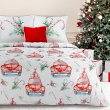 KOMPLET POŚCIELI ŚWIATECZNEJ CANDY 220 X 200 CM BIAŁY KOMPLET POŚCIELI ŚWIATECZNEJ CANDY 220 X 200 CM BIAŁY