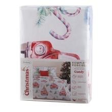 KOMPLET POŚCIELI ŚWIATECZNEJ CANDY 220 X 200 CM BIAŁY KOMPLET POŚCIELI ŚWIATECZNEJ CANDY 220 X 200 CM BIAŁY