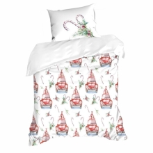 KOMPLET POŚCIELI ŚWIATECZNEJ CANDY 220 X 200 CM BIAŁY KOMPLET POŚCIELI ŚWIATECZNEJ CANDY 220 X 200 CM BIAŁY