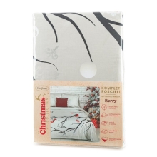 KOMPLET POŚCIELI ŚWIATECZNEJ BERRY 160 X 200 CM BIAŁY