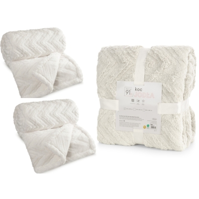 Kremowe, Ecry  Narzuty na kanape i fotele Jodełka