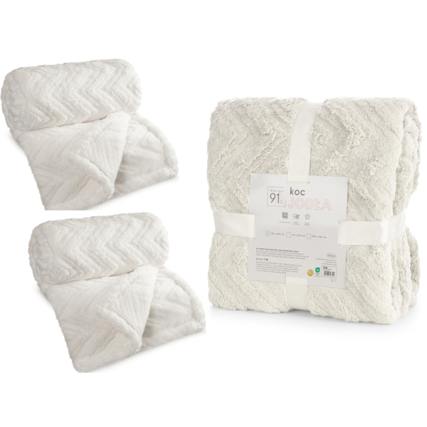 Kremowe, Ecry  Narzuty na kanape i fotele Jodełka