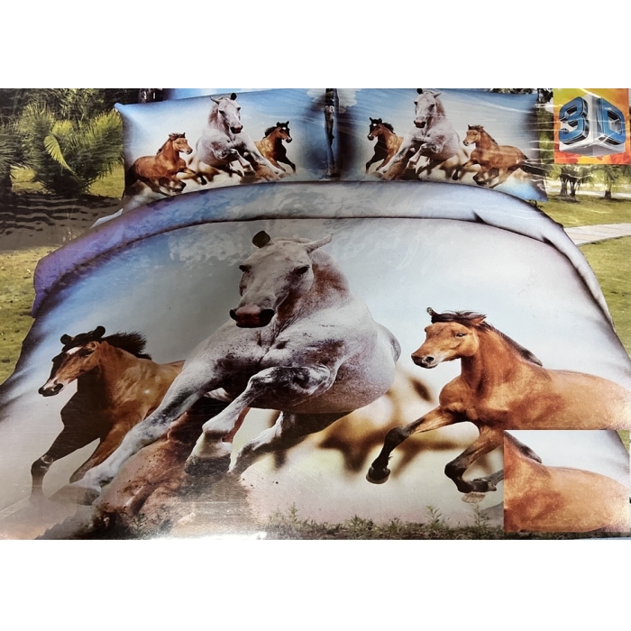 Pościel 160 x 200 3D BaweŁniana Konie Pościel 160 x 200 3D BaweŁniana Konie