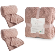 Pudrowe Różowe  Narzuty na kanape i fotele Jodełka