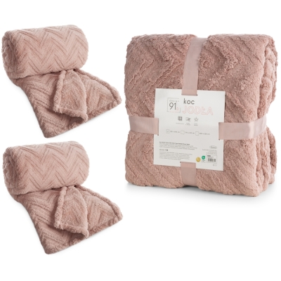 Pudrowe Różowe  Narzuty na kanape i fotele Jodełka