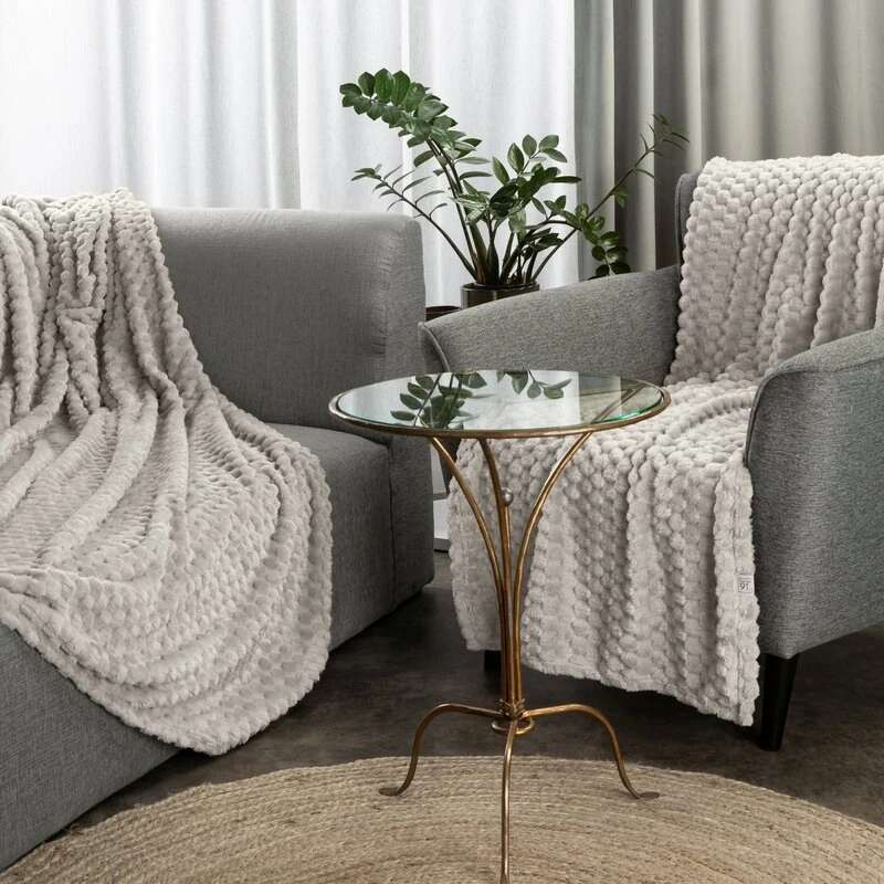 Jasno Beżowe Narzuty na Kanape i fotele 170x210 + 2 x 70x16