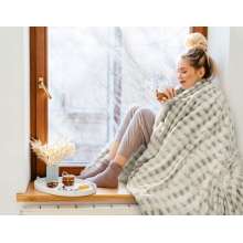 Jasno Beżowe Narzuty na kanape i fotele Kostka Melanż