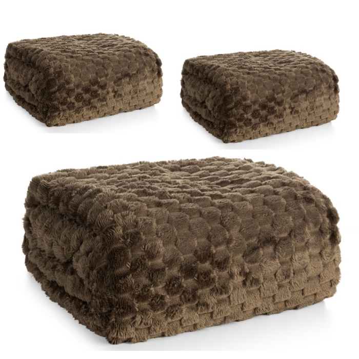 Ciemno Brązowe Narzuty na Kanape i fotele 170x210 + 2 x 70x160 Cindy